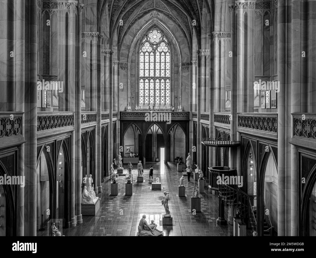 Schwarzweißfoto, Friedrichswerder Kirche, Dauerausstellung Skulptur aus dem 19. Jahrhundert, Berlin, Deutschland Stockfoto