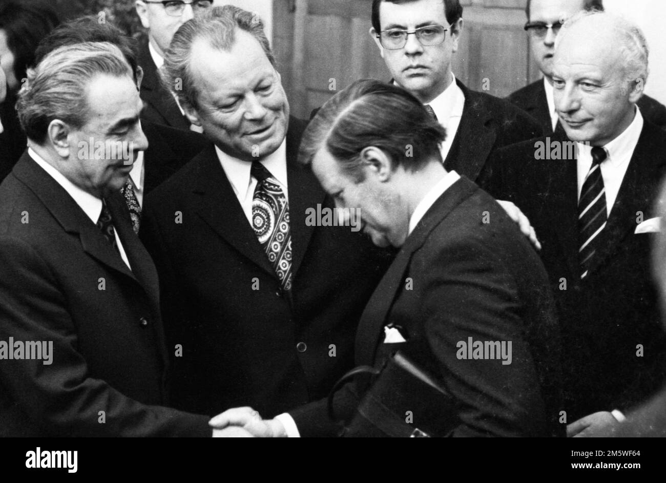 Zur Ankunft des sowjetischen Staats- und Parteichefs Leonid Breschnew durch Willy Brandt am 18. 5. 1973 hatte die Regierung ihr erstes Treffen mit Leonid Stockfoto