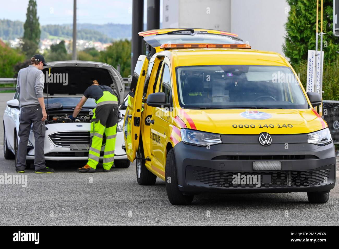 Pannenhilfe, TCS-Patrouille Stockfoto