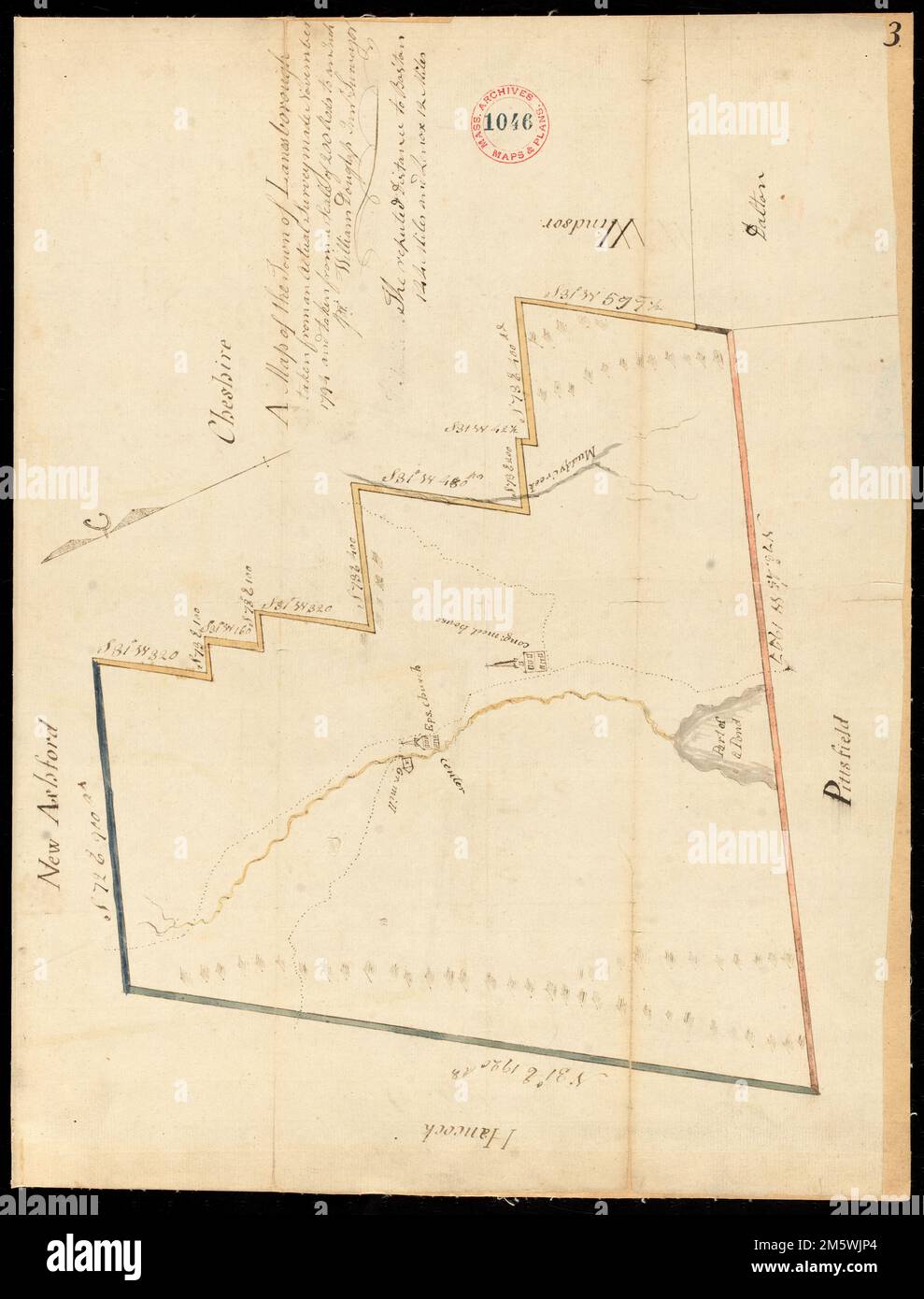 Plan von Lanesborough, erstellt von William Douglas, vom November 1794... Massachusetts, Berkshire, County, Lanesborough Stockfoto