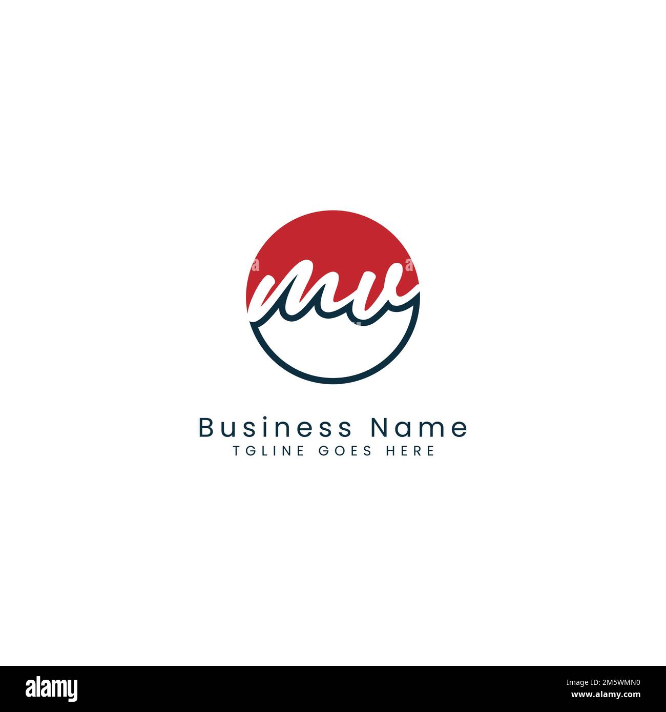 M V MV Anfangsbuchstabe handschriftlich und Signatur Vektorbildvorlage