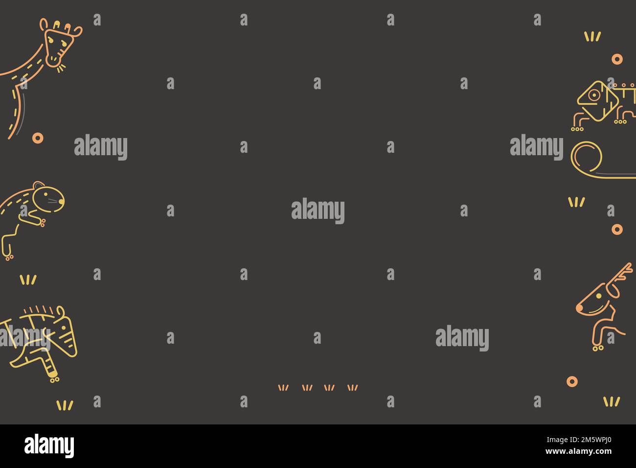 Tiermuster auf einem braunen Kartenvorlagenvektor Stock Vektor