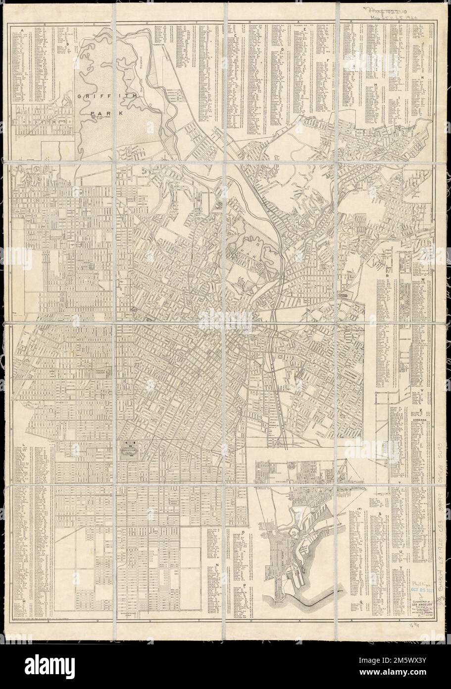 Clasons Karte von Los Angeles. Enthält Index. Insetts: Hollywood -- Insert A -- Shoestring Strip -- [Wilmington und San Pedro]. Text, Ill., Clasons Karte des Los Angeles Distrikts und eine regionale Karte auf Verso , Kalifornien, Los Angeles, County, Los Angeles Stockfoto