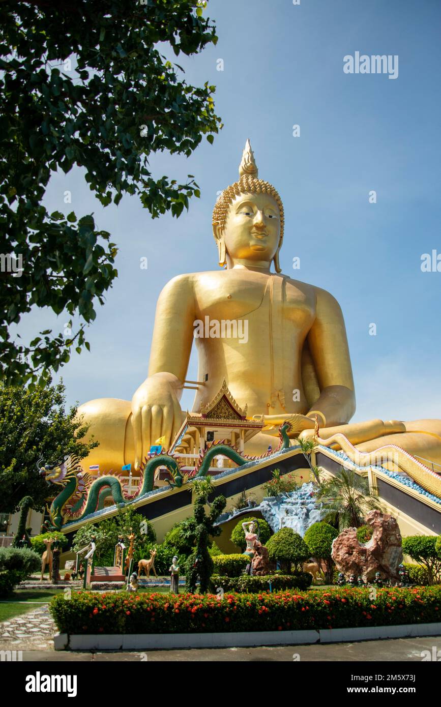 The Wat Muang in the Village of Wiset Chai Chan in the Province of Ang Thong in Thailand, Thailand, Ang Thong, November 2022 Stockfoto