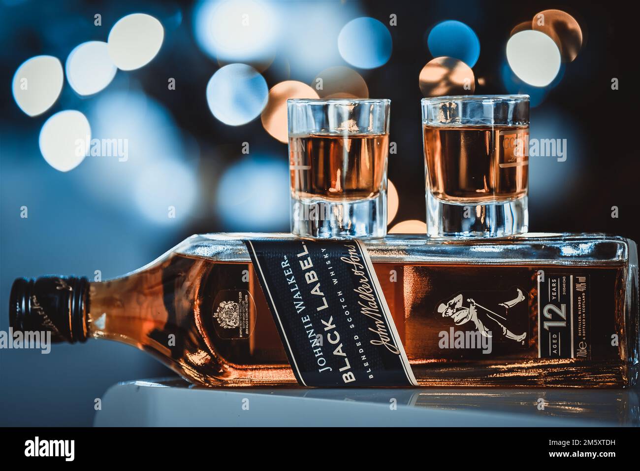Johnnie Walker Black Label Scotch Whisky Stockfoto