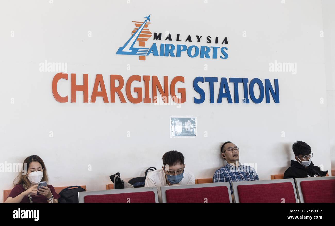 Schild für Ladestation am Miri Airport, Malaysia Stockfoto