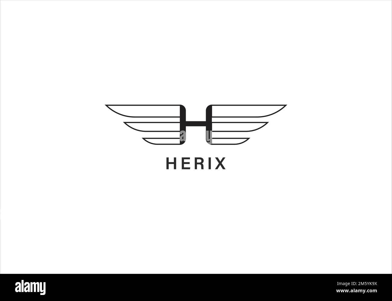 Initialen Buchstabe H mit Wings Logo Design Template. Einfacher und einprägsamer Anfangsbuchstabe H mit schwarzen Flügeln Stock Vektor