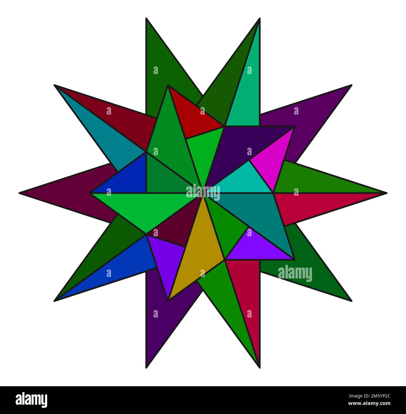 Mehrfarbiges Abstraktes Geometrisches Sternförmiges Mosaikelement Stock Vektor