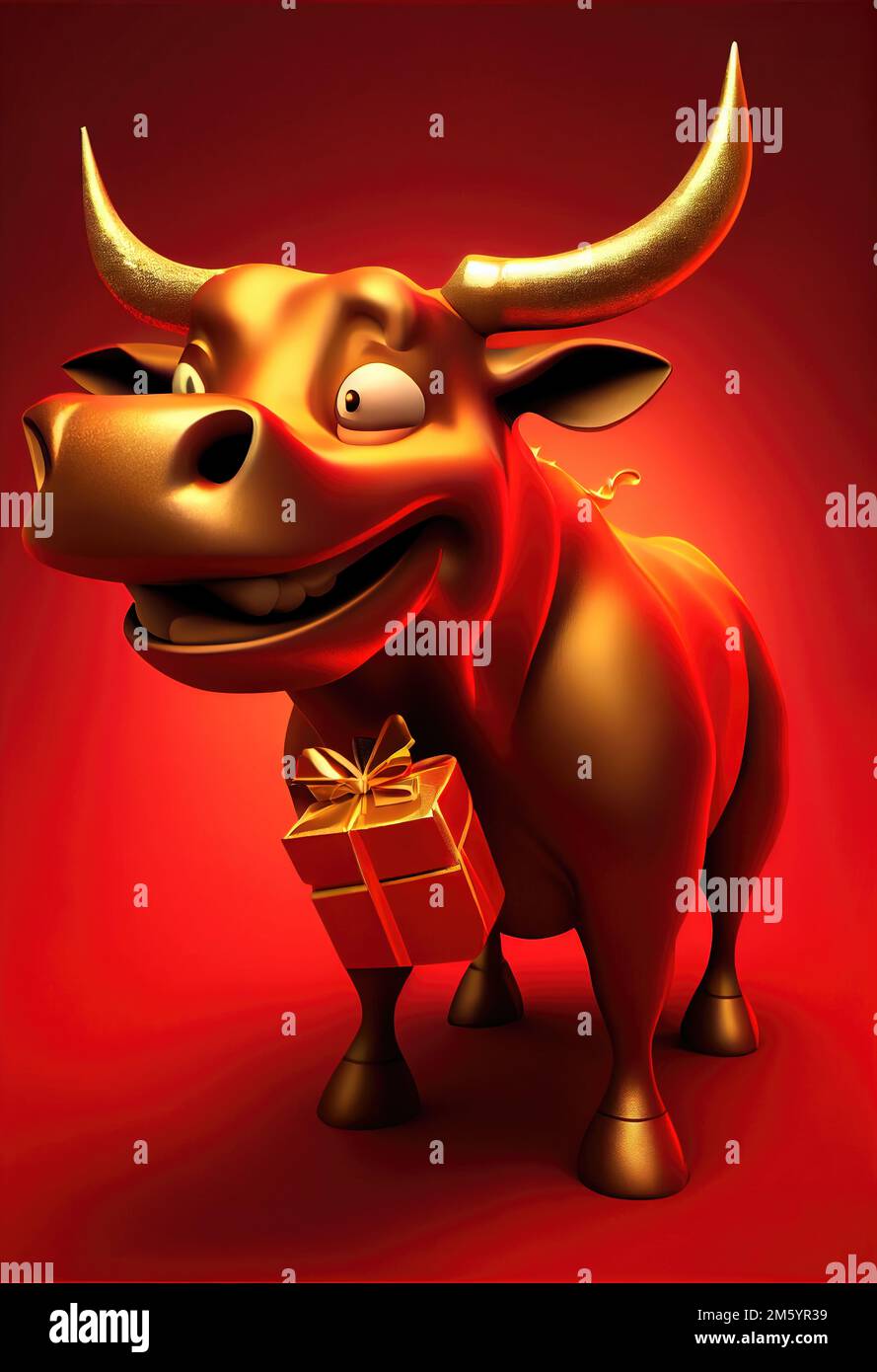 Stier Rot Red and Gold Bull - in der chinesischen Kultur steht dieser Stier für ...