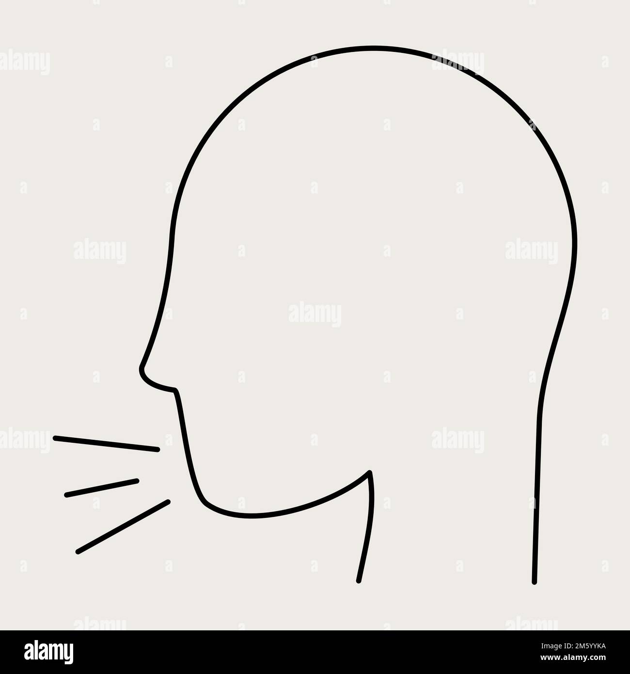 Strichzeichnung Zeichen husten aus dem Elementvektor der COVID-19-Symptome Stock Vektor