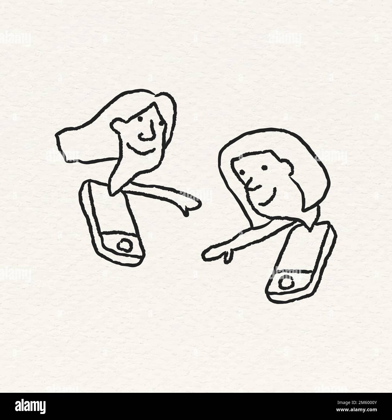 Video-Chat während Quarantäne-Doodle-Style-Vektor Stock Vektor