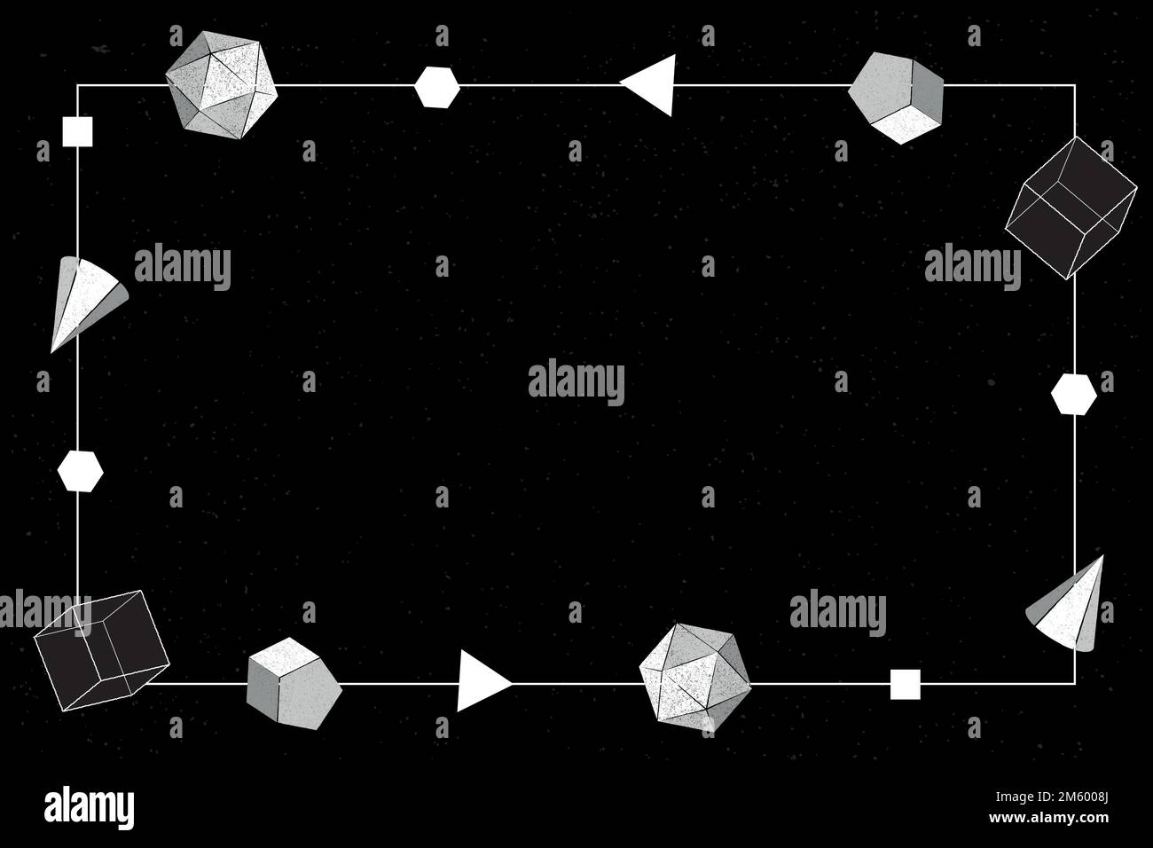 Grauer geometrischer Rahmen auf schwarzem Hintergrundvektor Stock Vektor