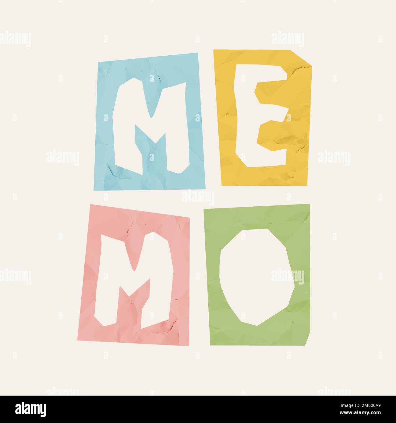 MEMO-Vektorschriftart Papierschnitt-Schriftart Stock Vektor