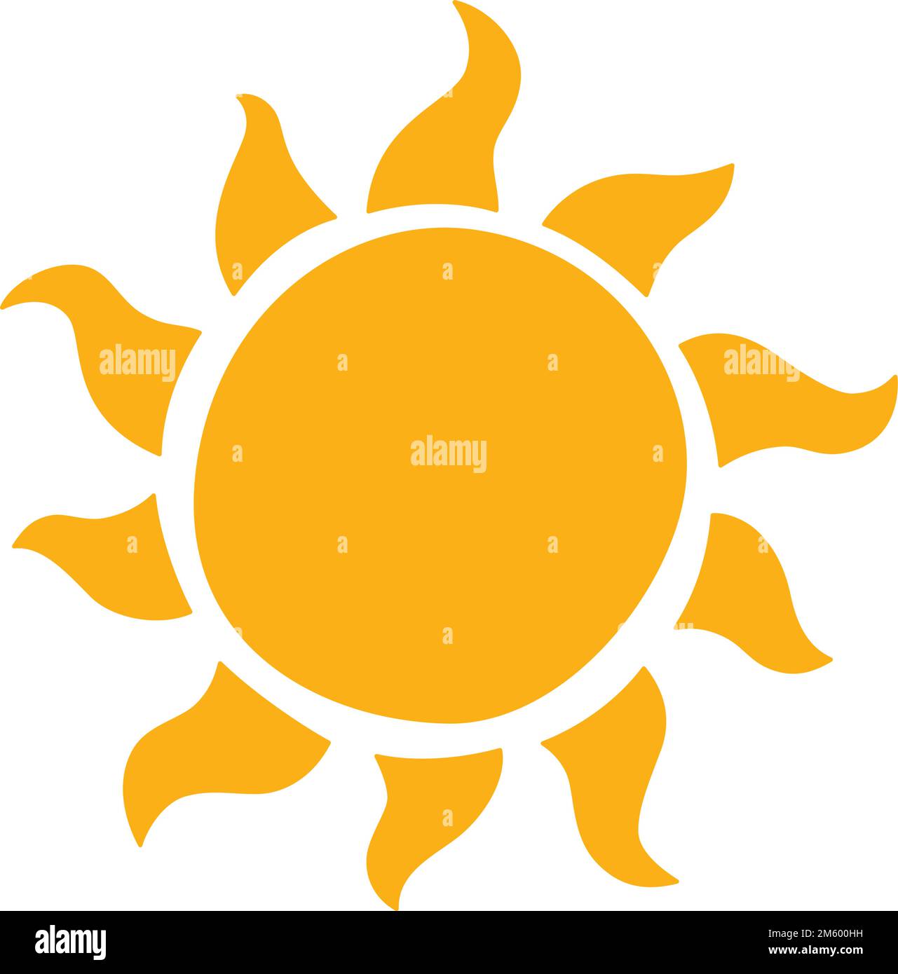 Kindersonnensymbol „Doodle“. Gelbe Sonne mit Strahlen-Symbol kritzeln. Doodle Kinder Zeichnung. Handgezogener Burst. Schild für heißes Wetter. Vektorgrafik Stock Vektor