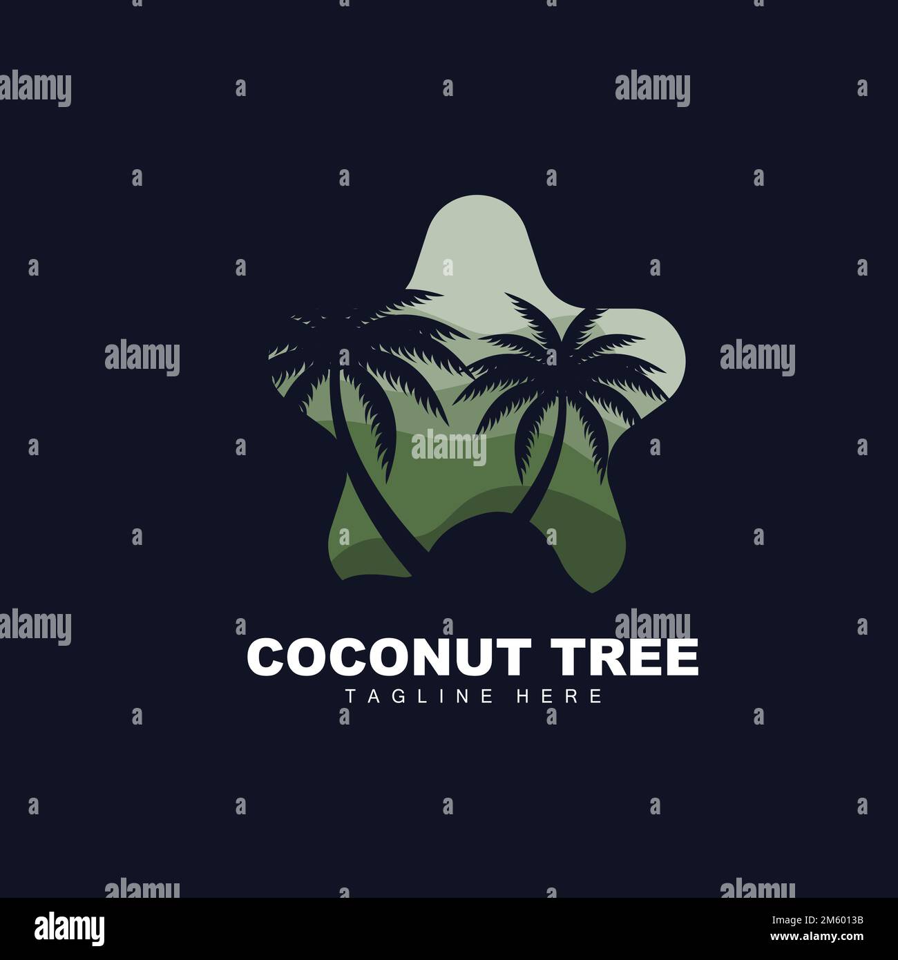 Kokosnussbaum-Logo, Ocean Tree Vector, Design Für Vorlagen, Produkt-Branding, Beach Tourism Object Logo Stock Vektor