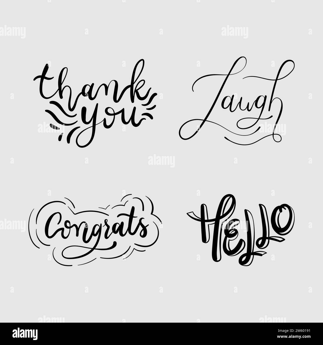 Vektor-Doodle kursive lustige Wörter-Typografie Stock Vektor