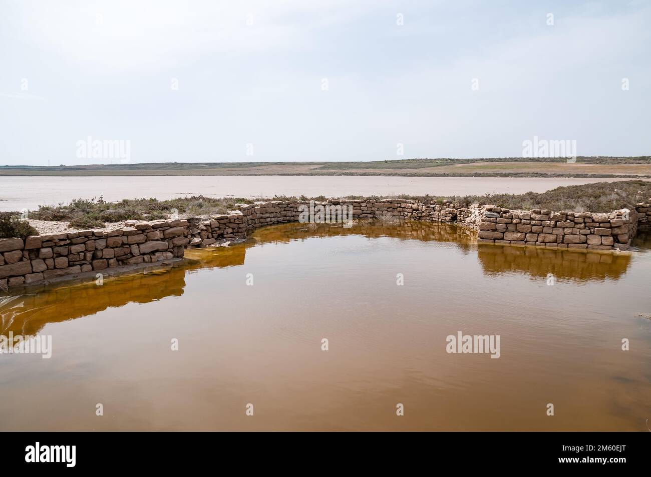 Saladas de Sástago, alte Infrastruktur für die Salzgewinnung, Bujaraloz, Aragón, Spanien Stockfoto