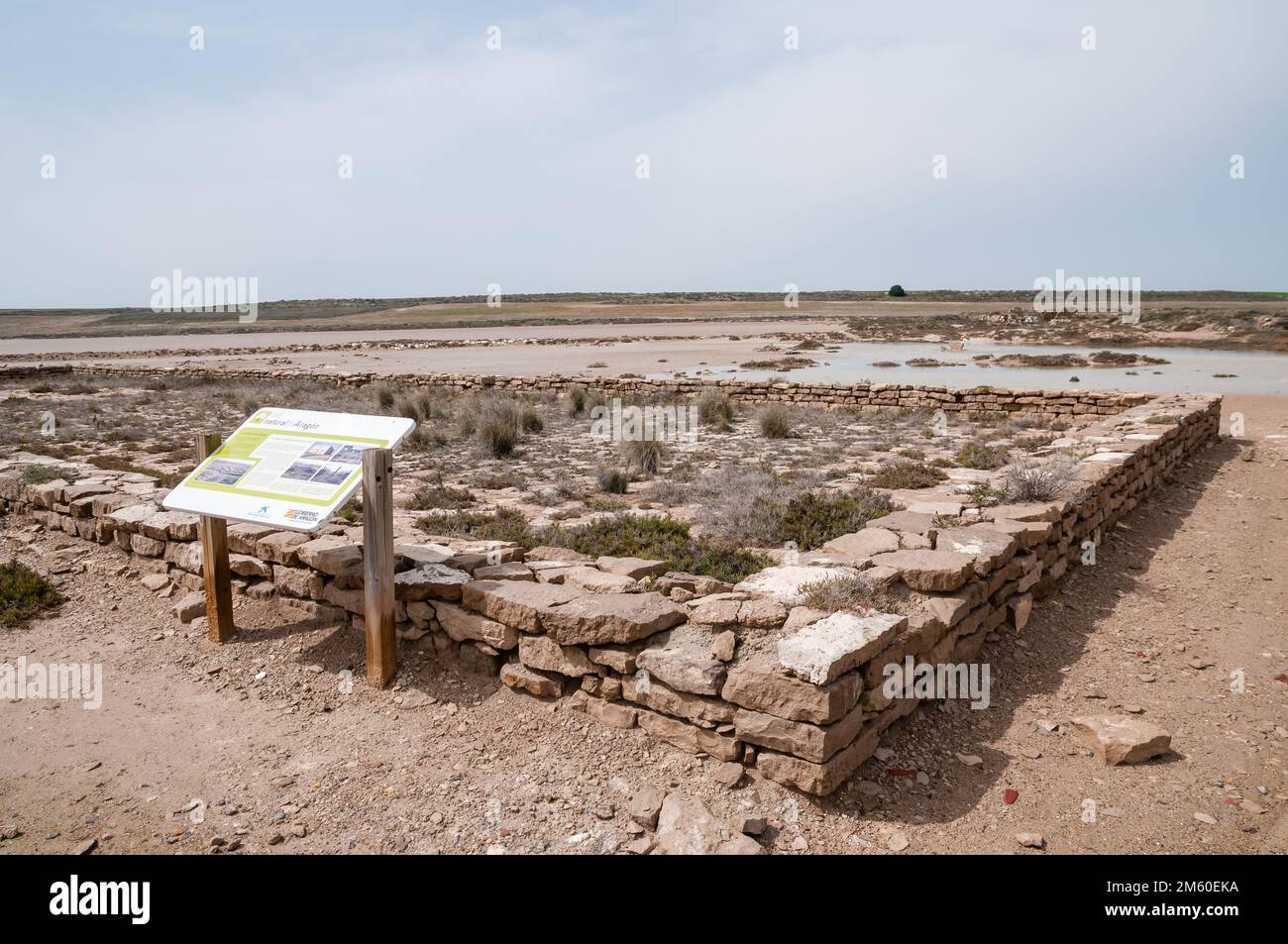 Saladas de Sástago, alte Infrastruktur für die Salzgewinnung, Bujaraloz, Aragón, Spanien Stockfoto