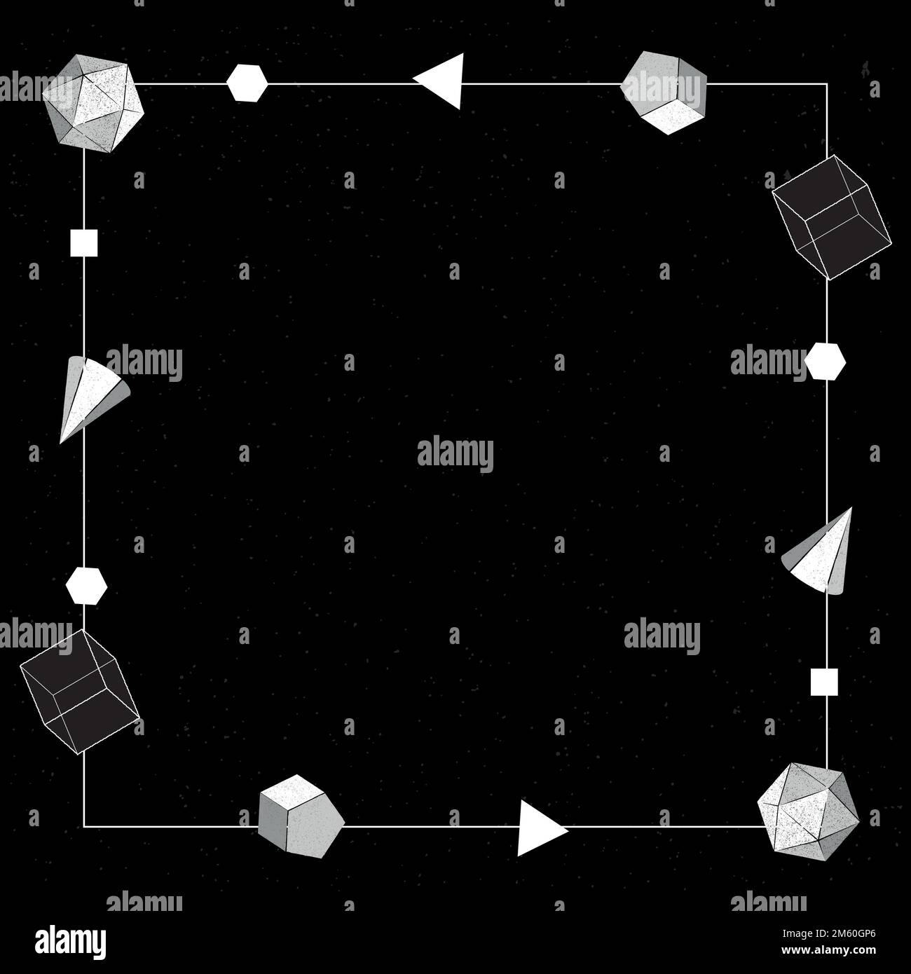 Grauer geometrischer Rahmen auf schwarzem Hintergrundvektor Stock Vektor