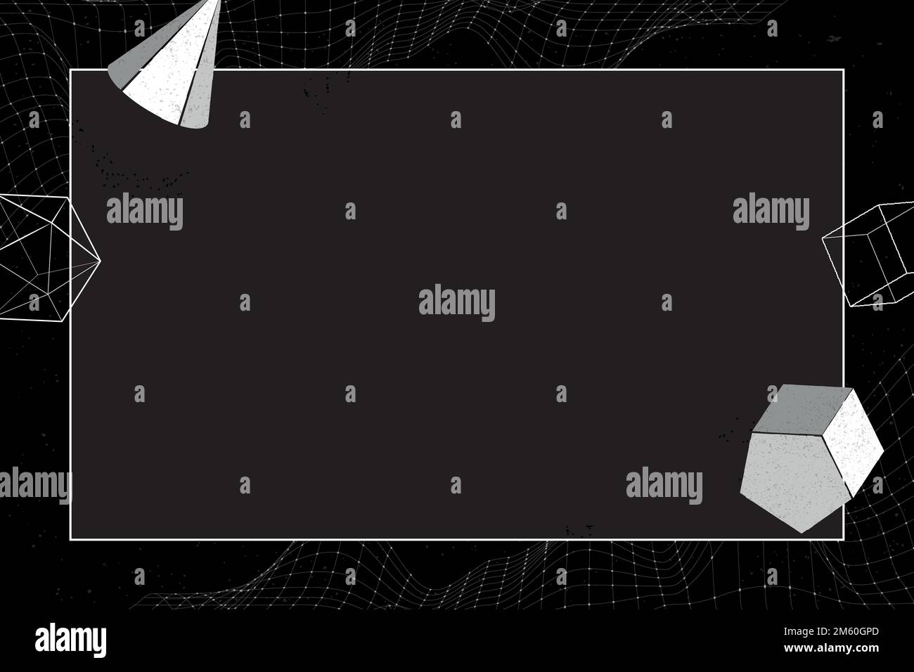 Grauer geometrischer Rahmen auf schwarzem Hintergrundvektor Stock Vektor