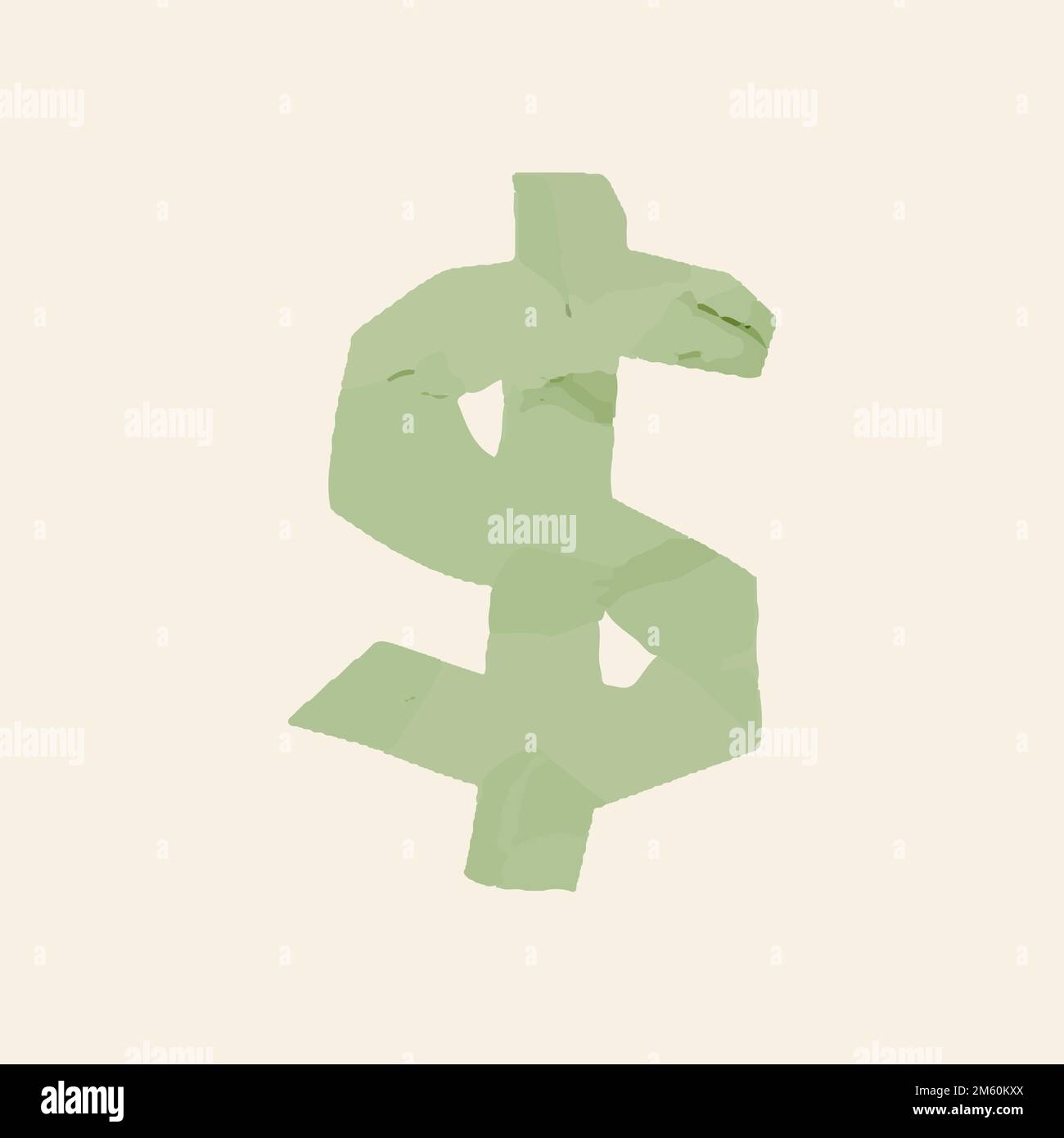 Dollarzeichen-Schriftart Papierschnitt-Symbolvektor Stock Vektor