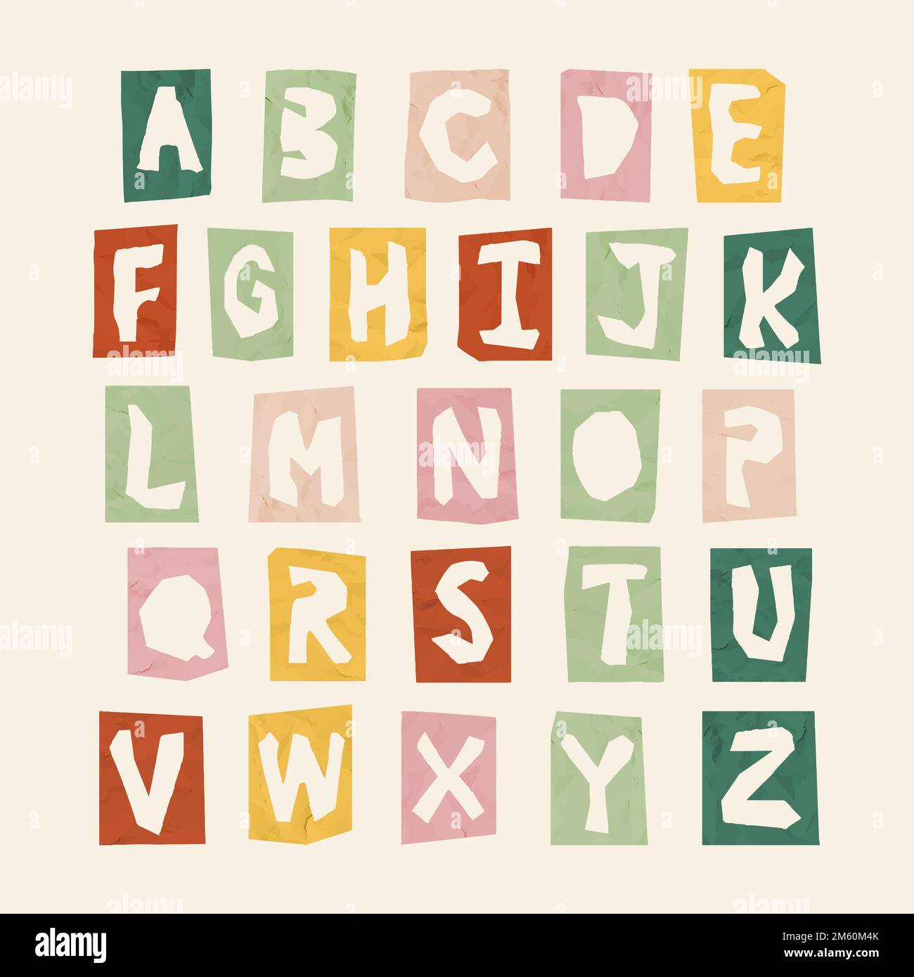 Papiergeschnittener Alphabet-Typografie-Vektorsatz Stock Vektor