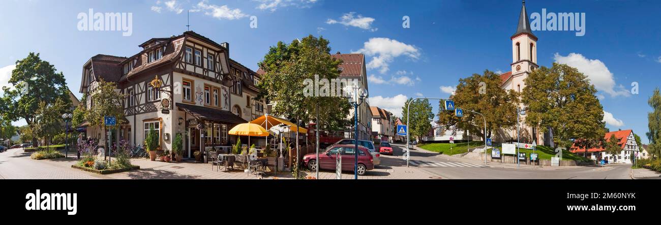 Katholische Kirche Bad Duerrheim und Krone Inn Panorama Deutschland Stockfoto
