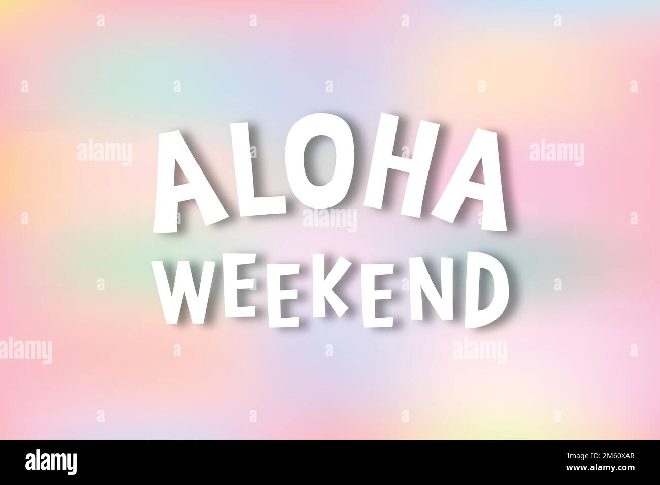 Weiße Aloha-Wochenendtypographie auf einem pastellfarbenen Hintergrundvektor Stock Vektor
