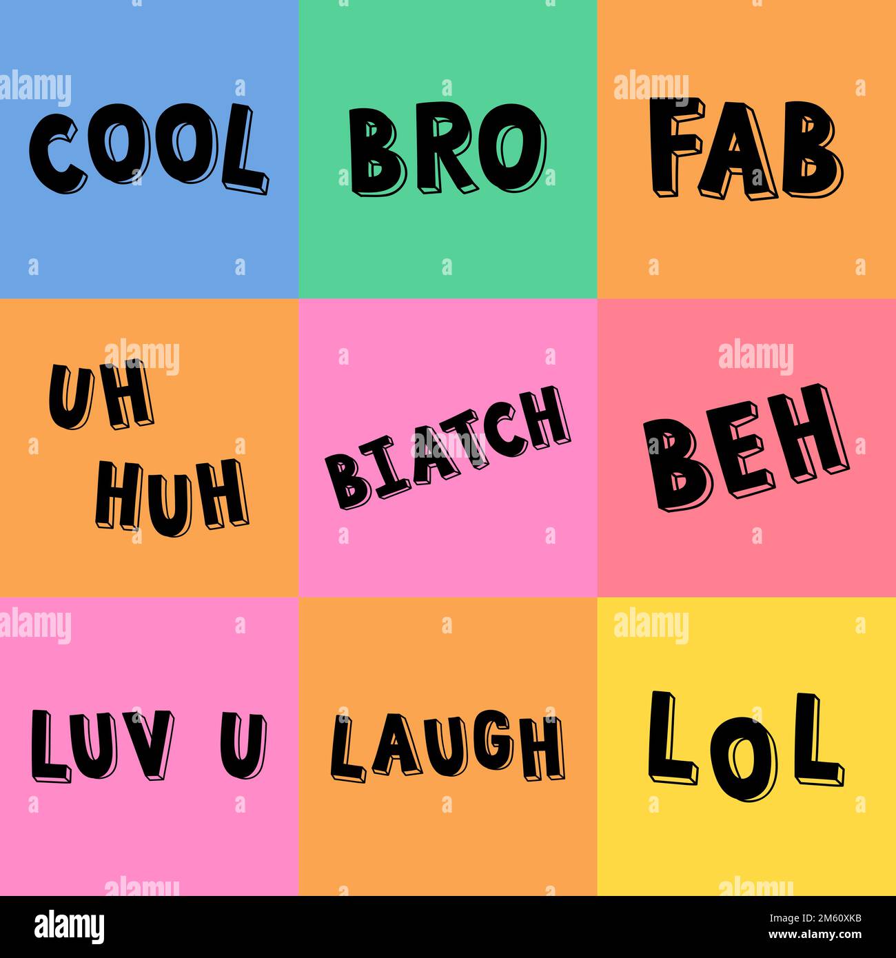 Trendige, coole Vektortypografie mit Wörtern Stock Vektor