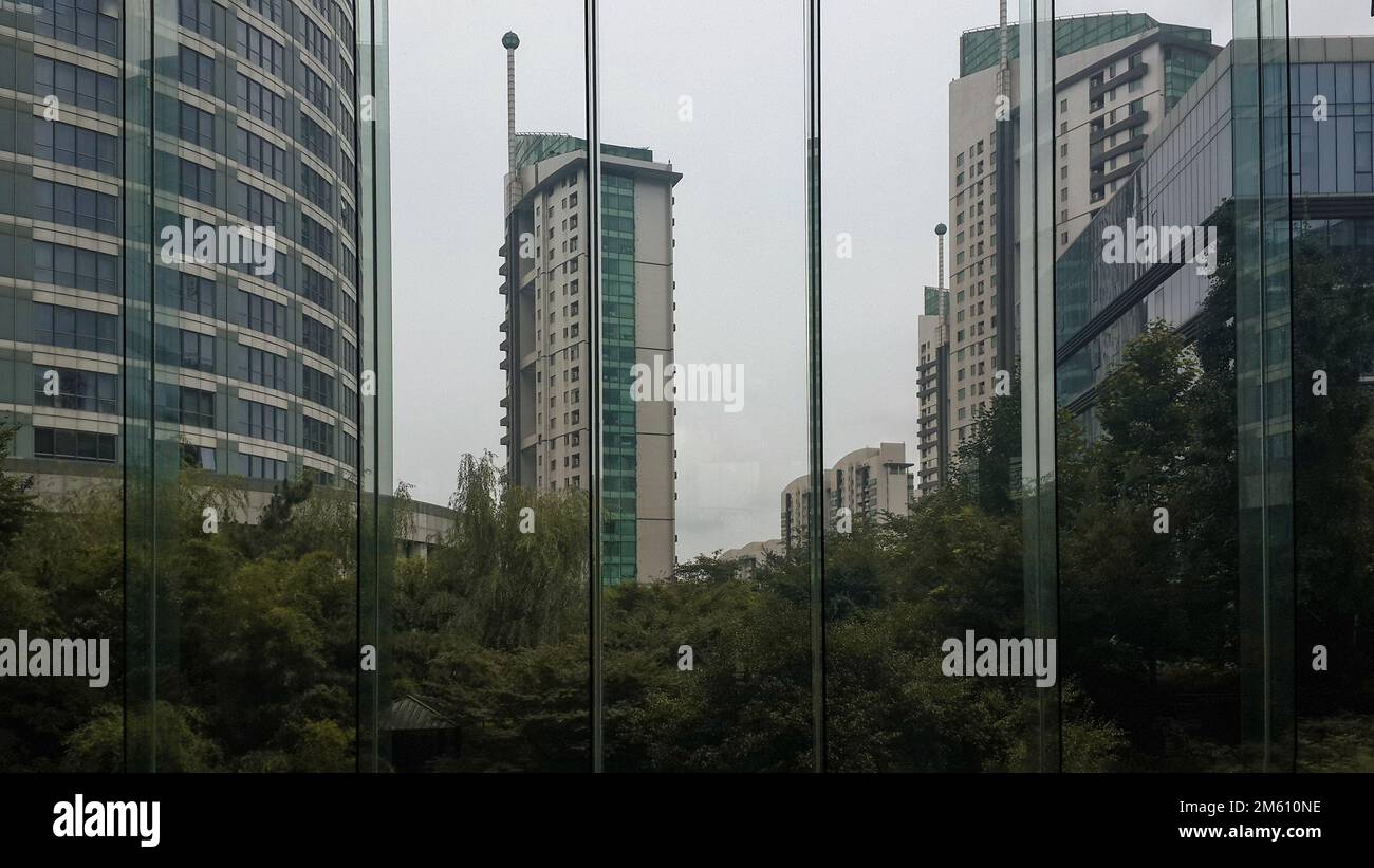 Einzigartige hohe Türme in shanghai City, China (Blick von einem Hotel in der Lobby) Stockfoto