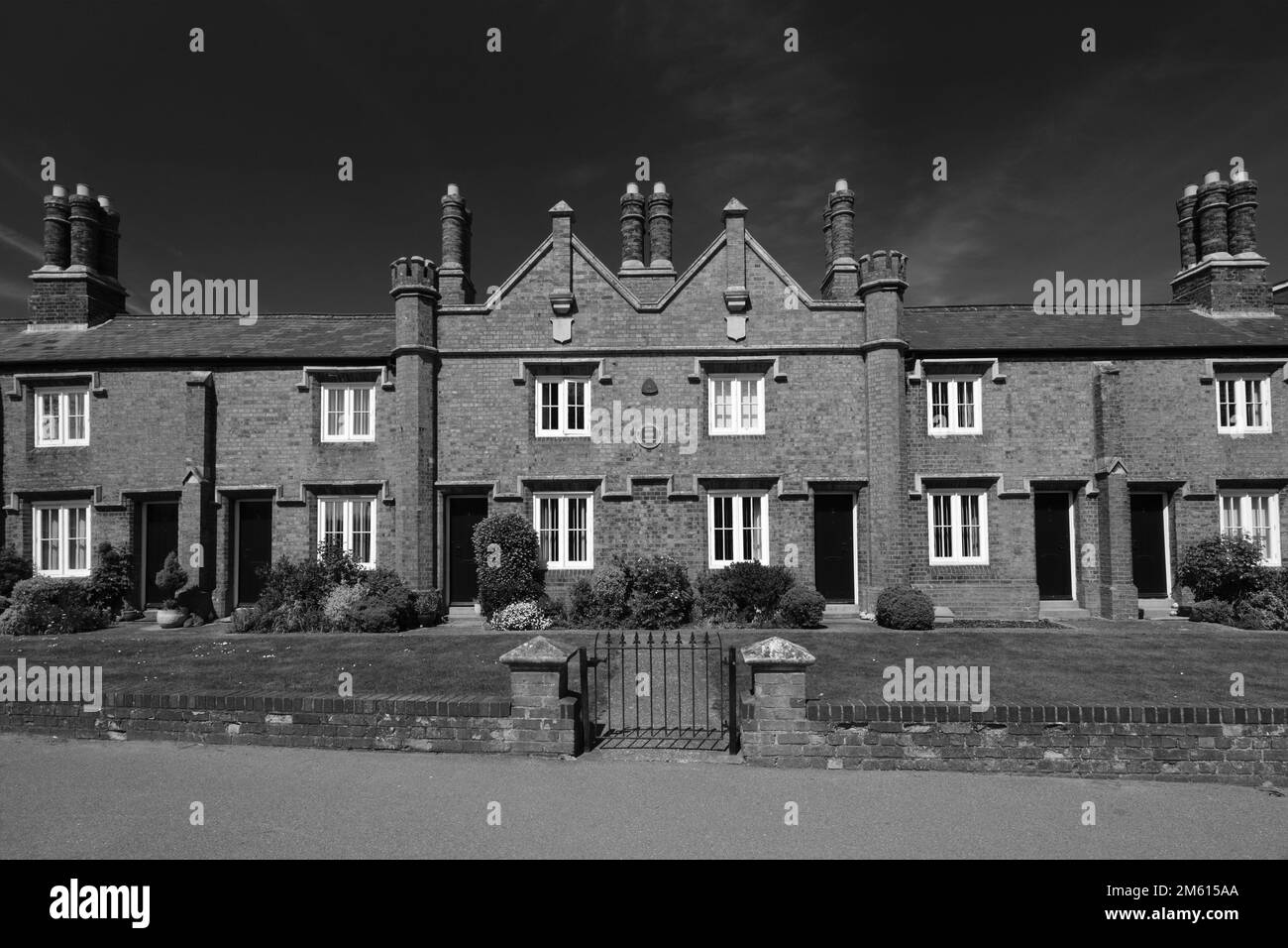 St Johns Almshouses, George Street, Huntingdon Town, Cambridgeshire, England; UK Stockfoto