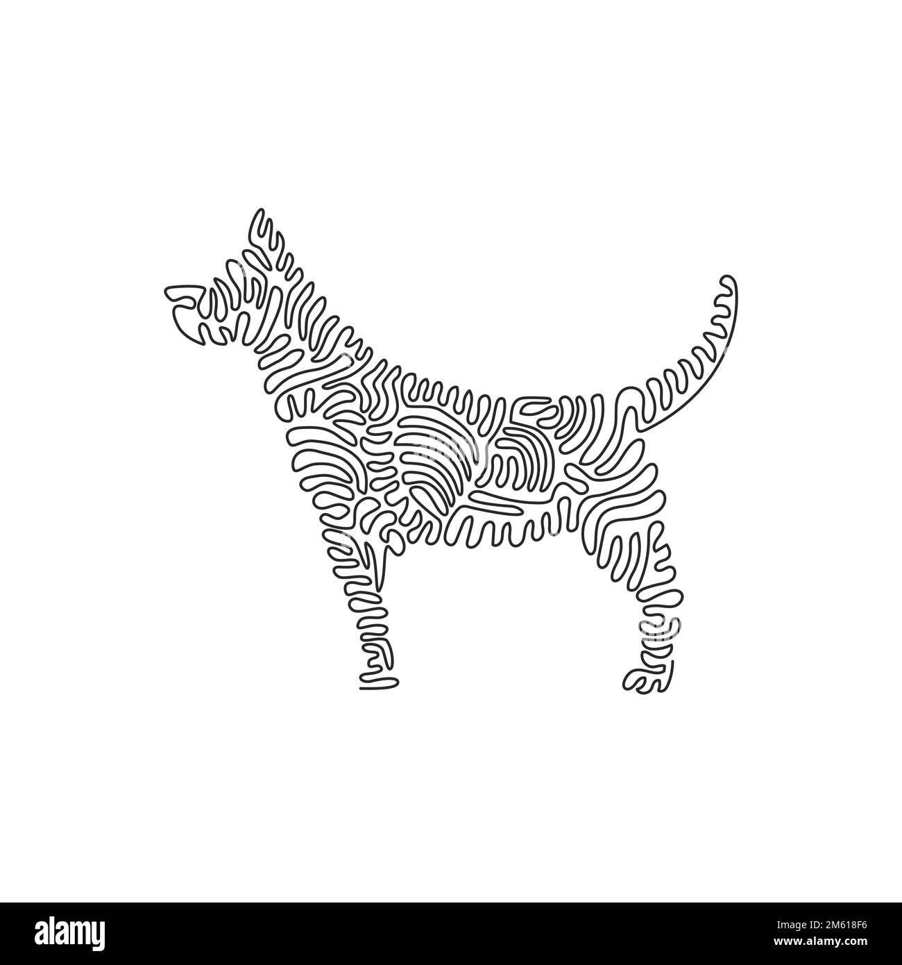 Einmaliges, durchgängiges Strichzeichnen süßer Hunde abstrakter Kunst. drawin-Grafikdesign mit durchgehenden Linien Vektor zur Illustration eines freundlichen Tieres Stock Vektor