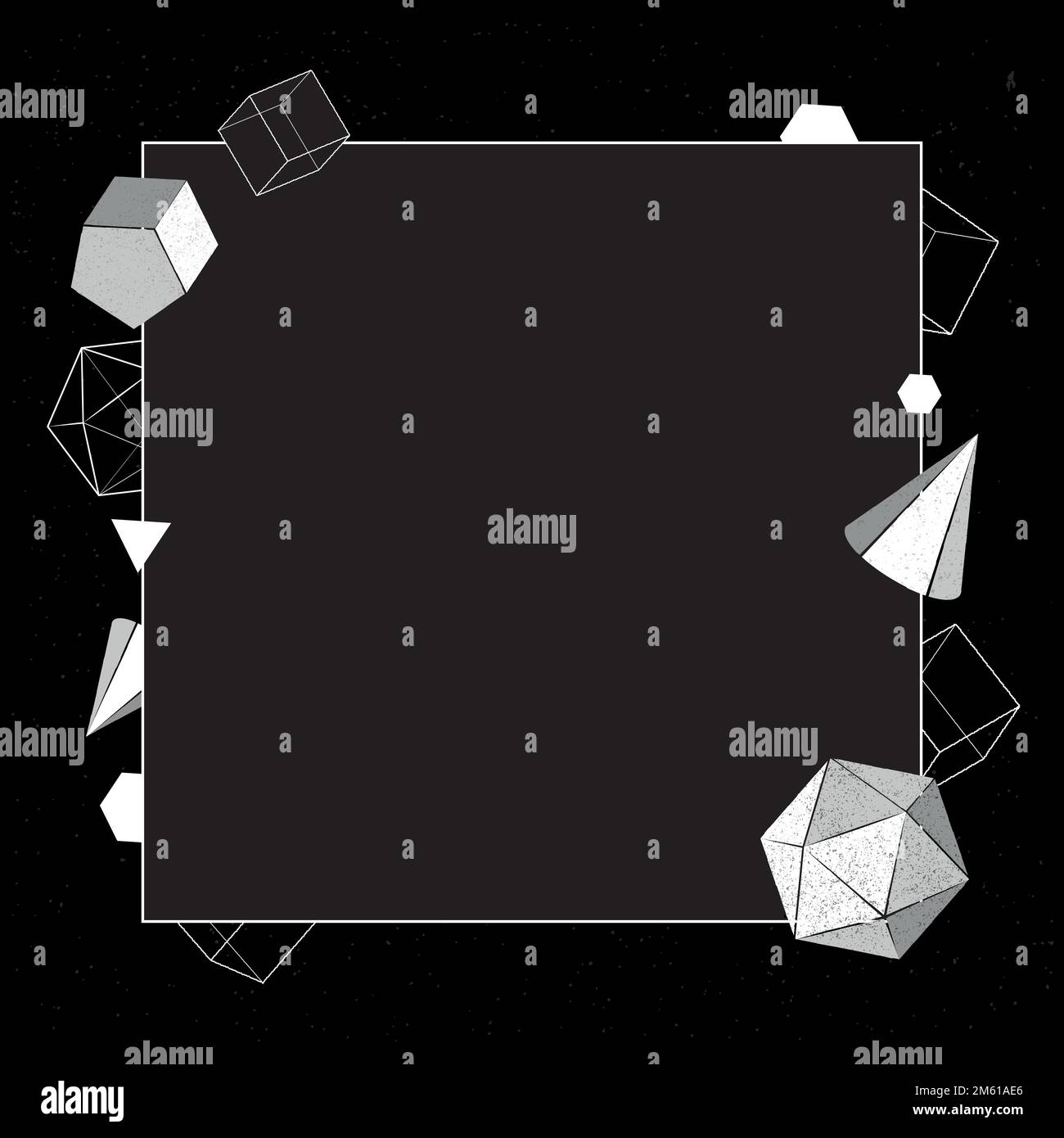 Grauer geometrischer Rahmen auf schwarzem Hintergrundvektor Stock Vektor