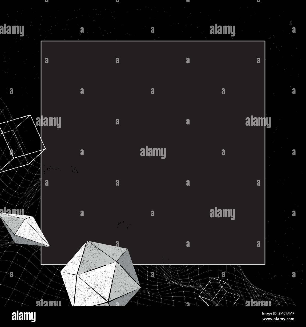 Grauer geometrischer Rahmen auf schwarzem Hintergrundvektor Stock Vektor