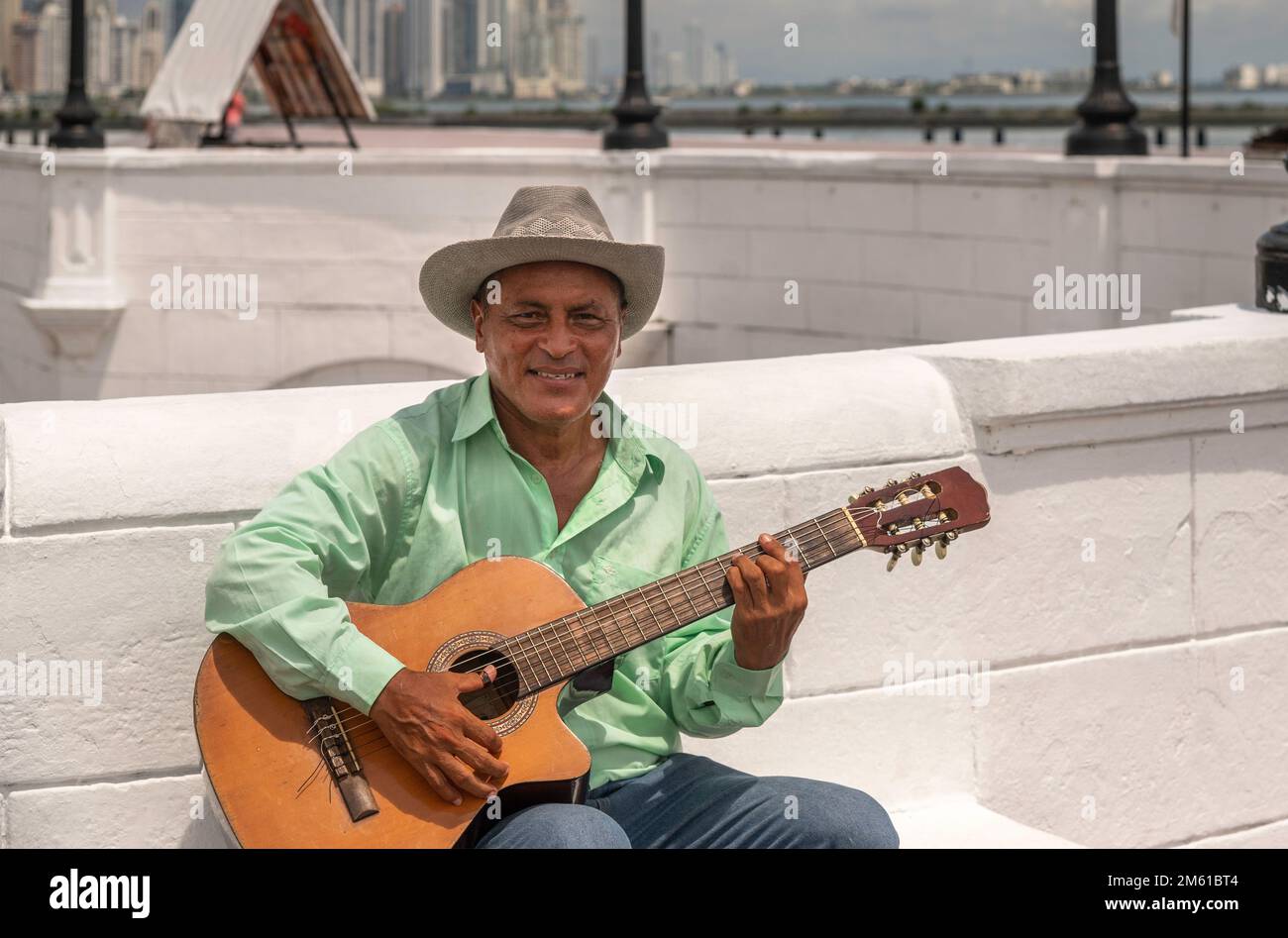 Gitarrenspieler, Panama City, Panama Stockfoto