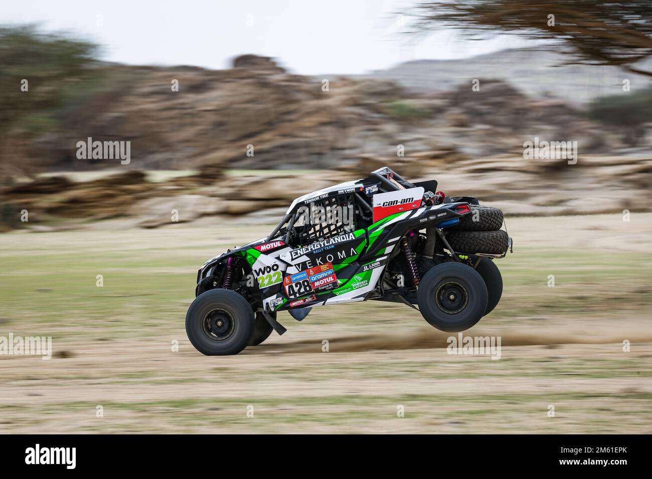 428 GOCZAL Eryk (POL), MENA Oriol (SPA), Coban-Energylandia Rally Team, BRP, SSV, FIA W2RC, Action during the Stage 1 of the Dakar 2023 around Sea Camp, on January 1., 2023 near Yanbu, Saudi Arabia - Foto: Florent Gooden/DPPI/LiveMedia Stockfoto