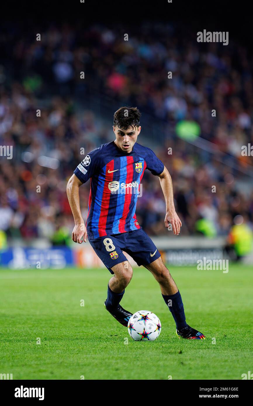BARCELONA – Okt 13: Pedri in Aktion während des Champions League-Spiels zwischen dem FC Barcelona und dem FC Internazionale im Spotify Camp Nou Stadium auf OC Stockfoto