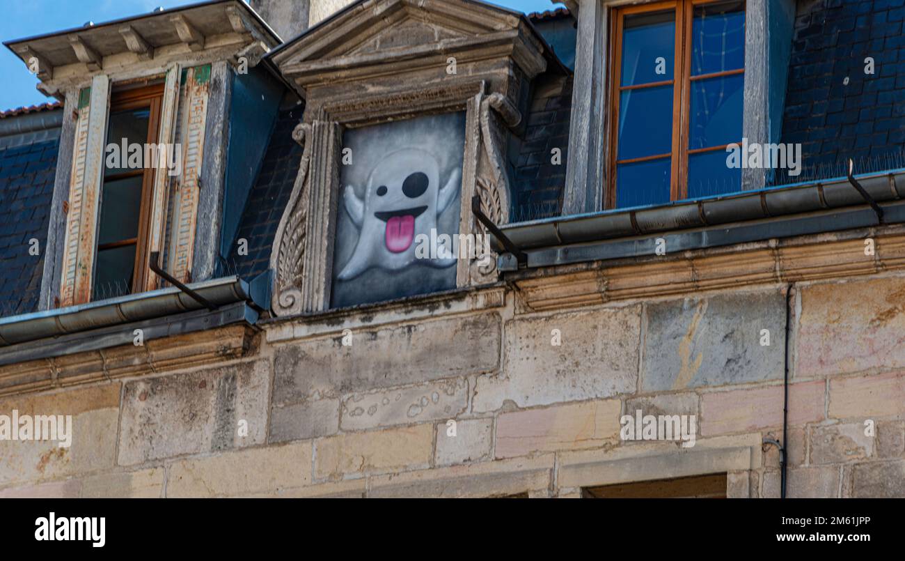 Straßenkunst im Bauwesen in Dijon, Frankreich Stockfoto