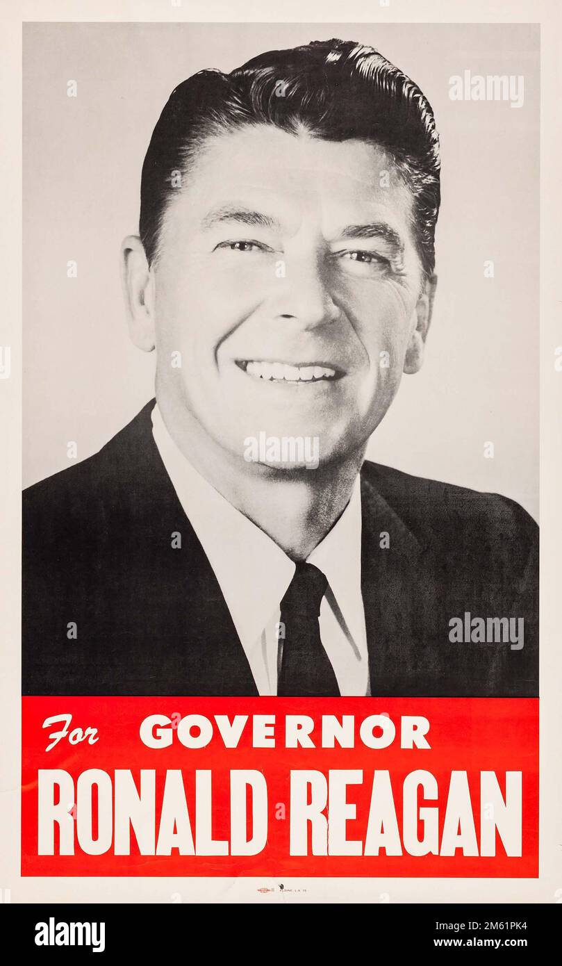 (Berühmter Schauspieler und späterer Präsident der Vereinigten Staaten) Ronald Reagan als Gouverneur (Aldine, 1966). Politisches Poster Stockfoto