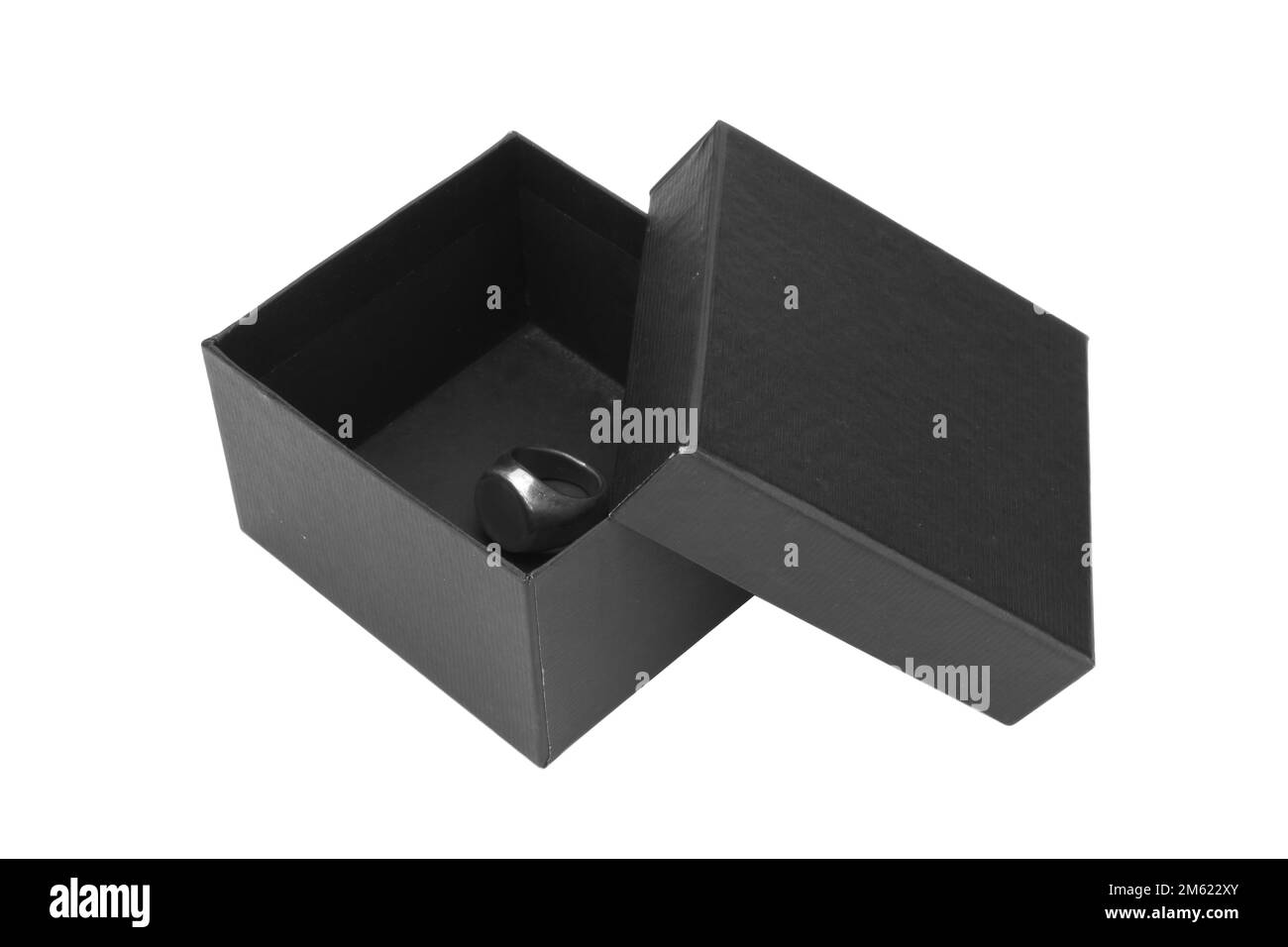 Rote Geschenkbox isoliert auf weißem Hintergrund. Stockfoto