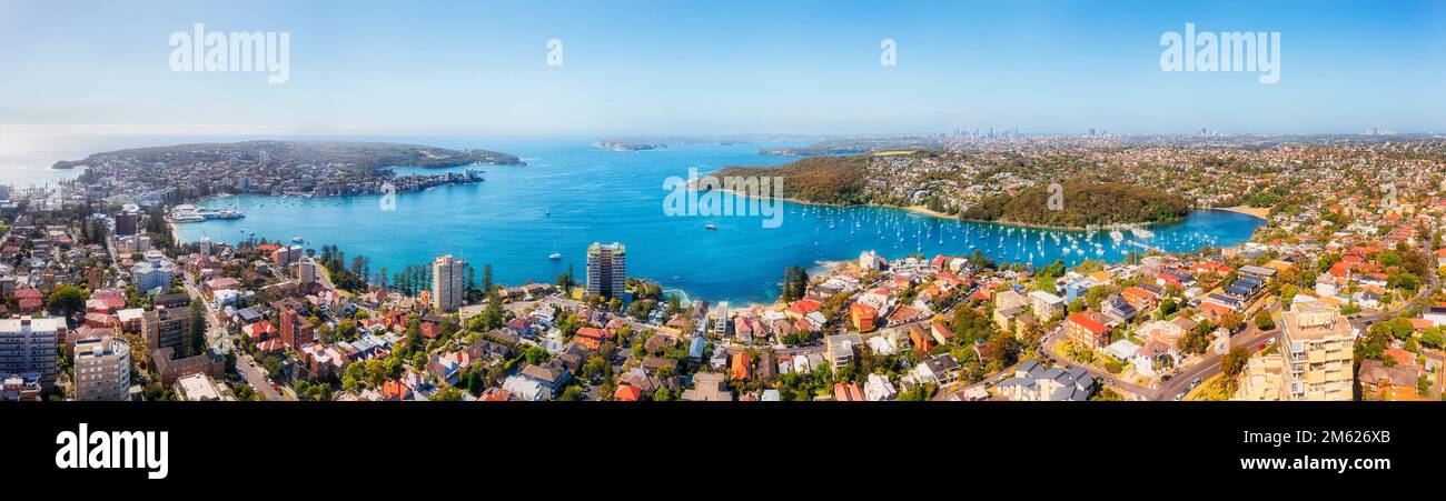 Manly Harbour Sydney: Panoramablick aus der Vogelperspektive Stockfoto