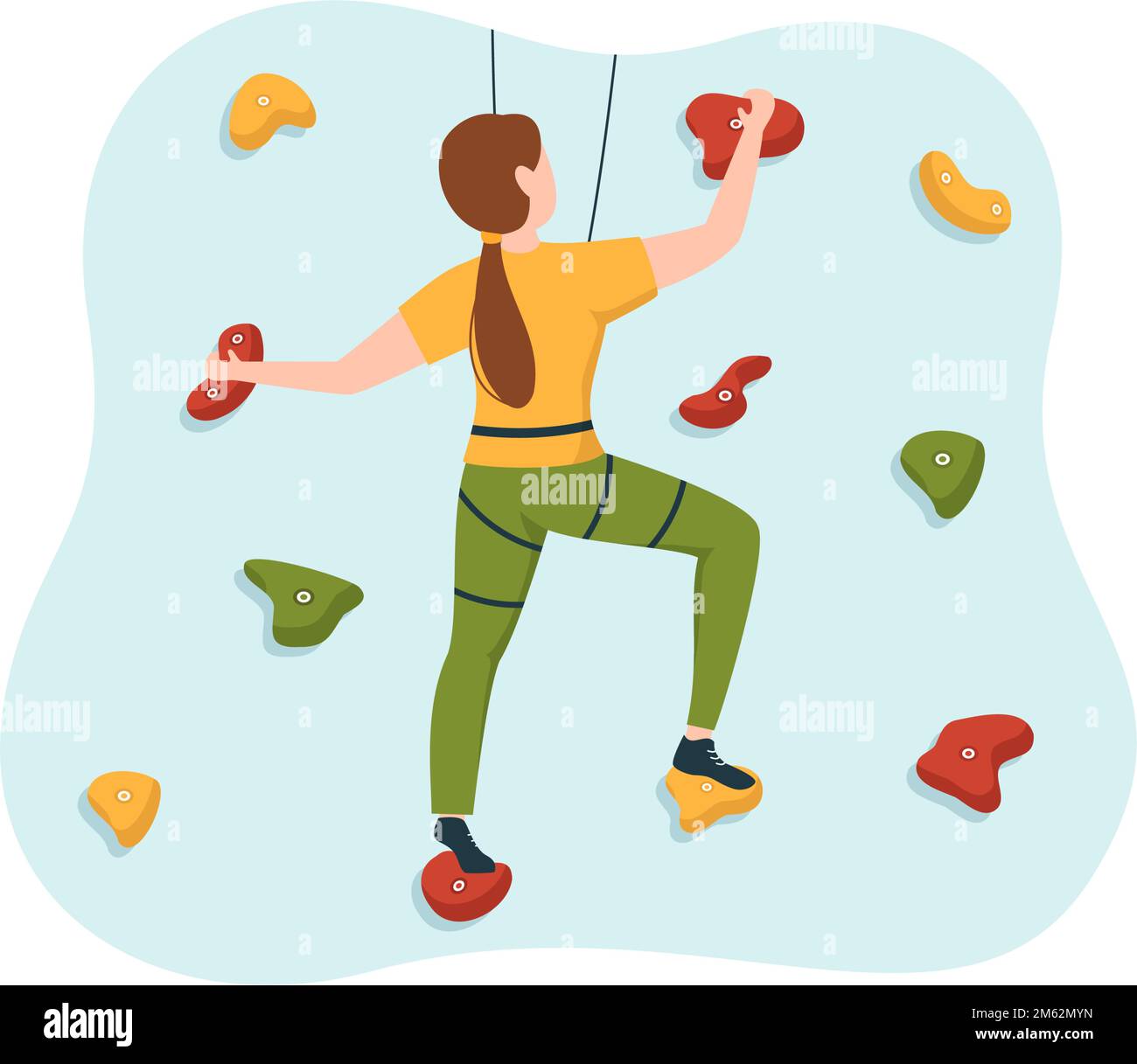 Cliff Climbing Illustration mit Kletterer Climbing Rock Wall oder Mountain Cliffs und Extreme Activity Sport in Flat Cartoon Hand Drawn Template Stock Vektor