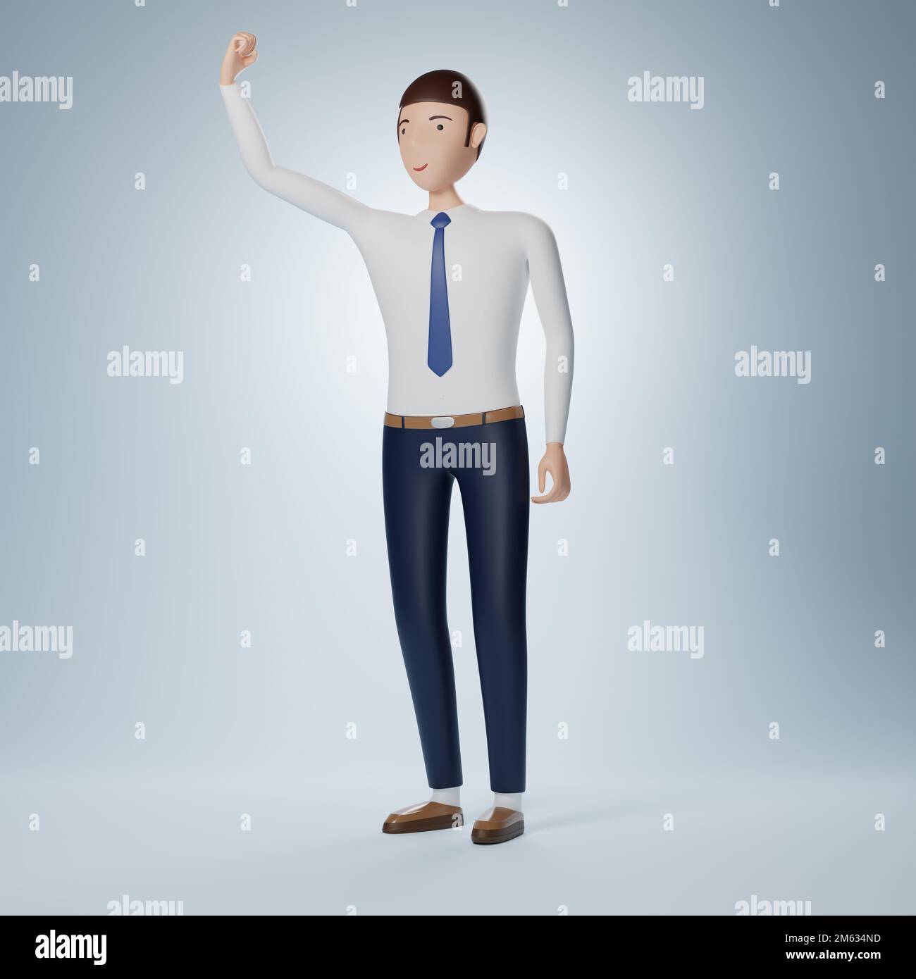 Businessman-Cartoon-Charaktere-Stimmung isoliert auf hellblauem Hintergrund. 3D-Rendering Stockfoto