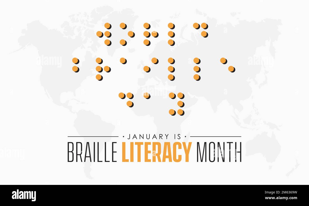 Vektorbanner-Vorlagen-Design-Konzept des National Braille Literacy Month beobachtet jedes Jahr im Januar Stock Vektor