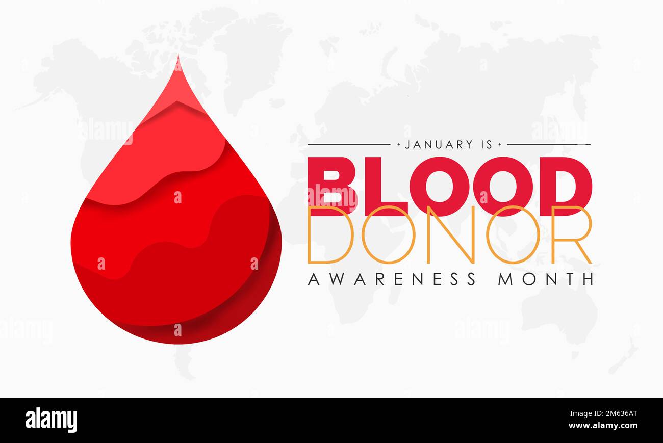 Vektorbanner-Template-Design-Konzept des National Blood Spender Month beobachtet jeden Januar Stock Vektor