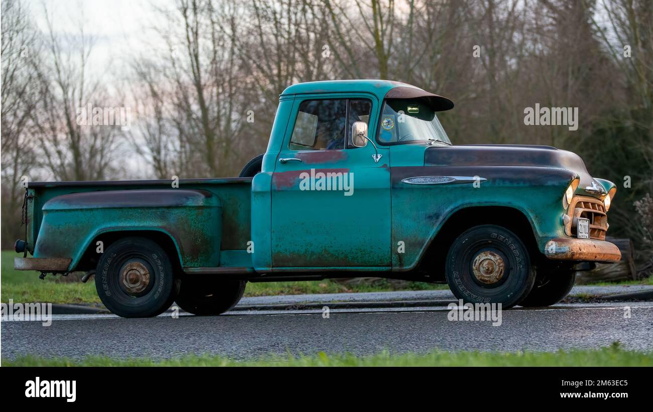 Der alte 1957 Chevrolet 3100 Pickup-Truck Stockfoto