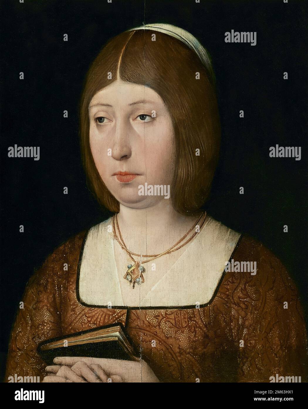 Anonymes Porträt der katholischen Königin Isabella (1451-1504), der Königin von Kastilien und León. Isabella, die Katholikin, war eine der wichtigsten Persönlichkeiten Stockfoto