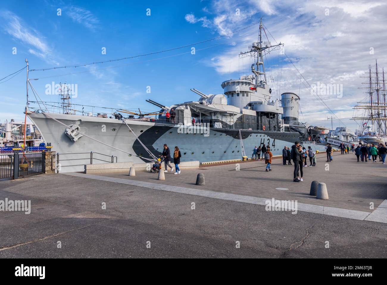 Gdynia, Polen - 8. Oktober 2022 - ORP Blyskawica (Blitzschlag) Zerstörer der Klasse Grom der polnischen Marine, das während des Zweiten Weltkriegs diente Museum Stockfoto
