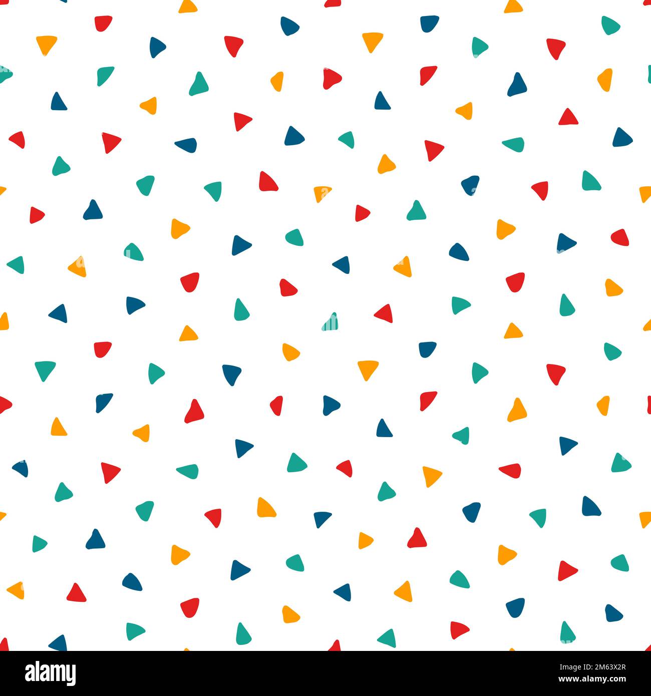 Nahtloses Muster für Babys. Ich wiederhole den kindlichen Hintergrund. Unregelmäßiges Design für Drucke mit der Hand zeichnen. Wiederholtes Dreieck. Hände zeichnen Hintergrund. Textur wiederholen Stock Vektor
