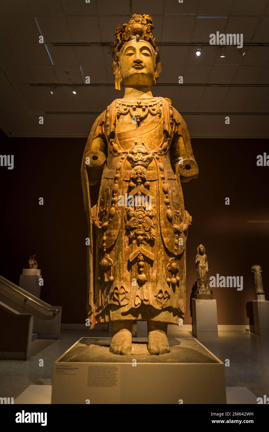 Bodhisattva, Nord-Qi-Dynastie, 7. Jahrhundert, antike chinesische Kunstgalerien, Metropolitan Museum of Art, New York City, USA Stockfoto